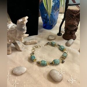 🪨Amazonite bracelet with gold wire works